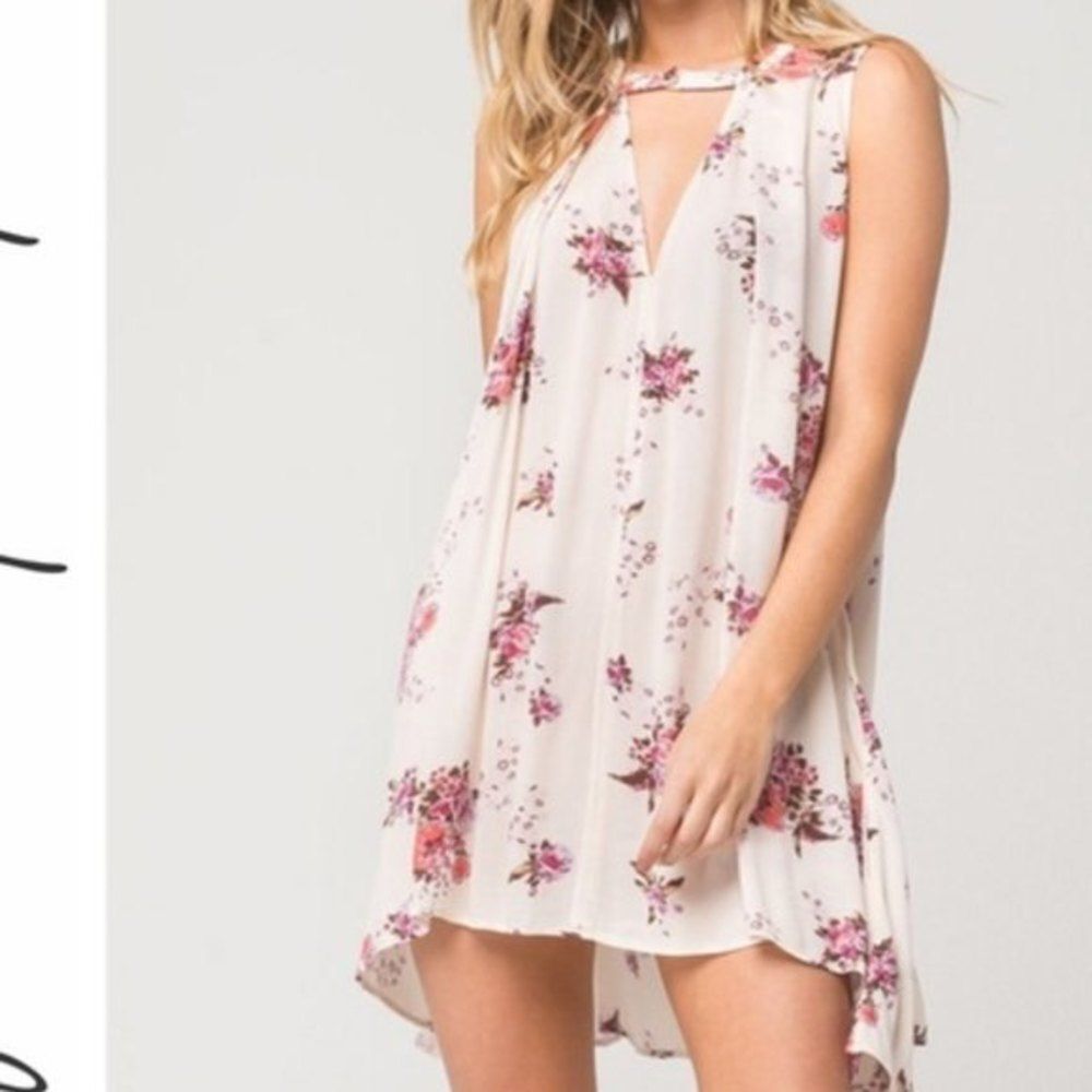 Free People tree swing cream  floral trapeze swing dress medium
